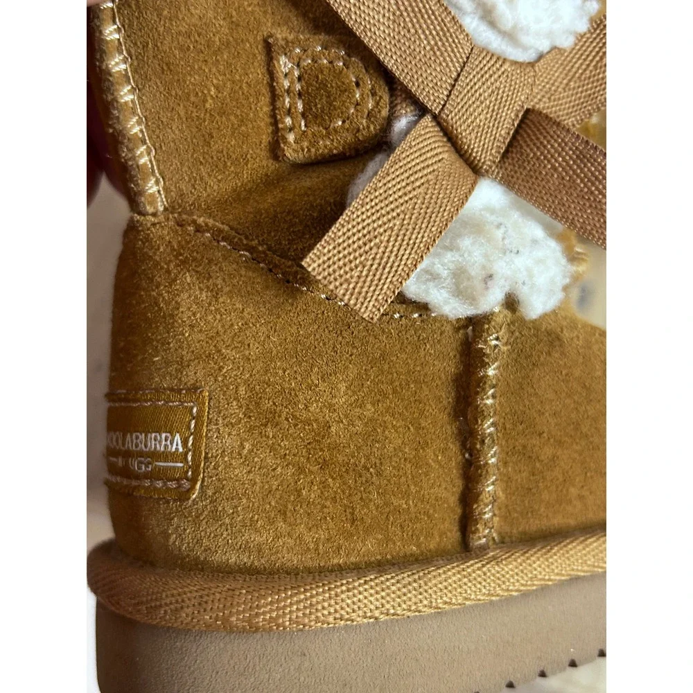Koolaburra by UGG Victoria Boot 6 Chestnut Brown Suede Bow Toddler Kids